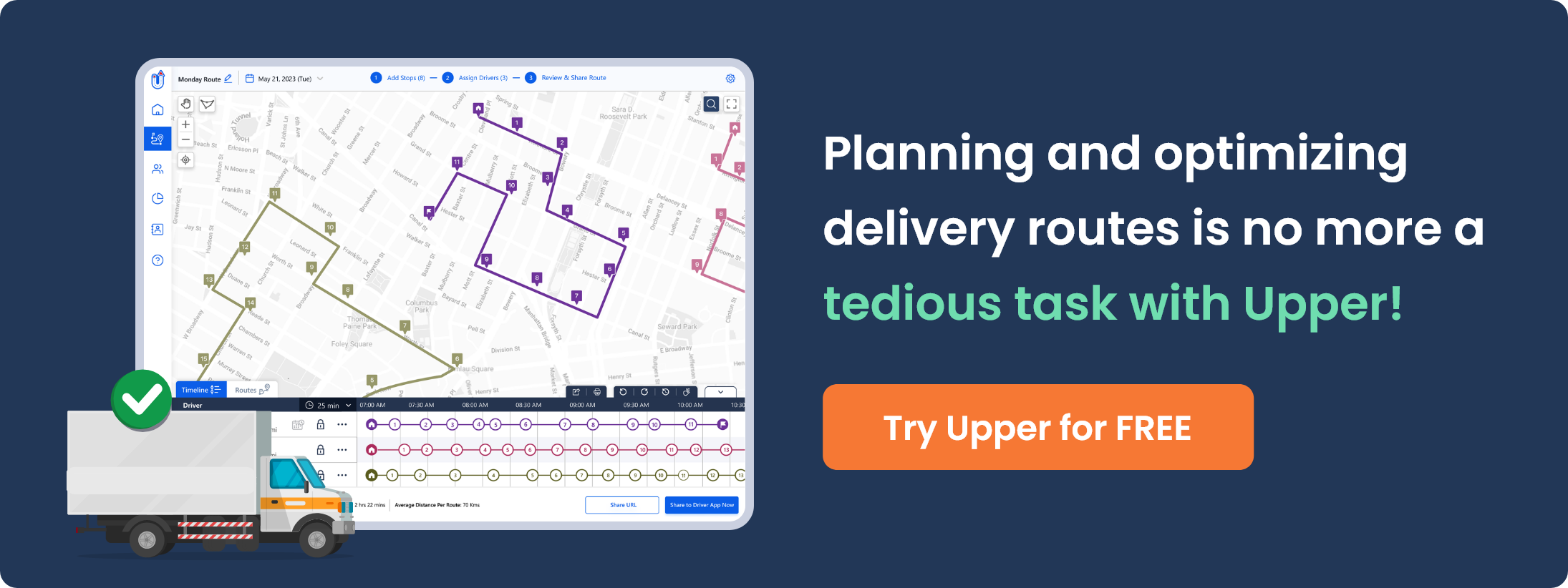 Route planning optimizing with upper