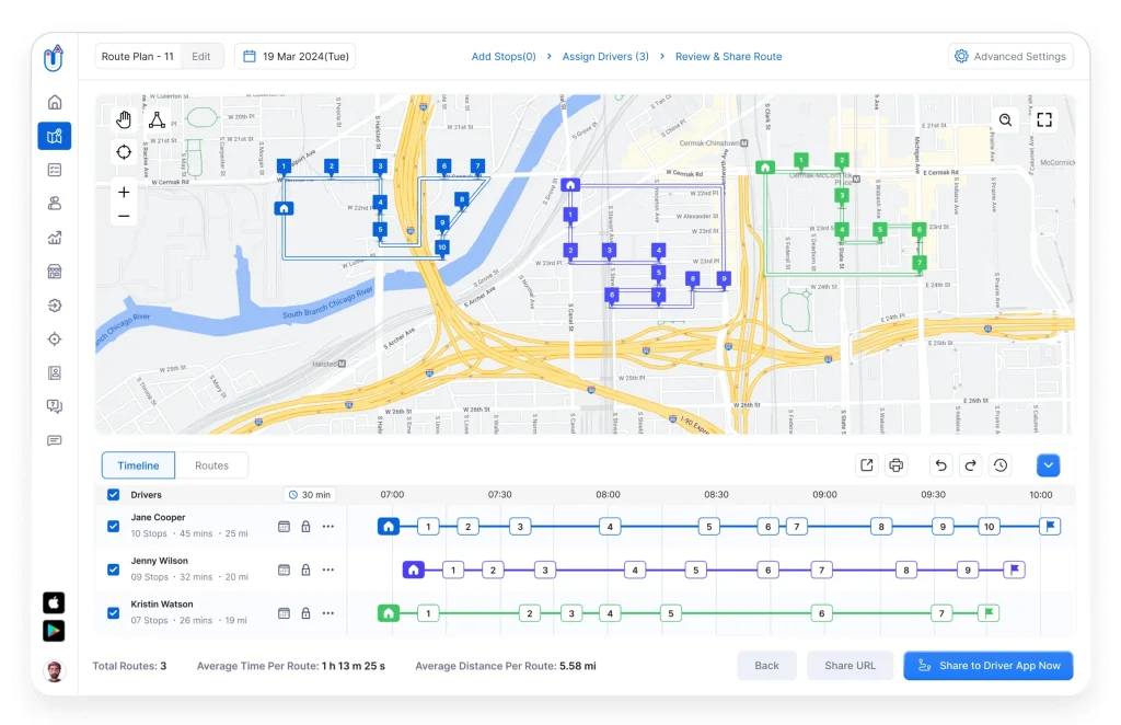 Upper route planner