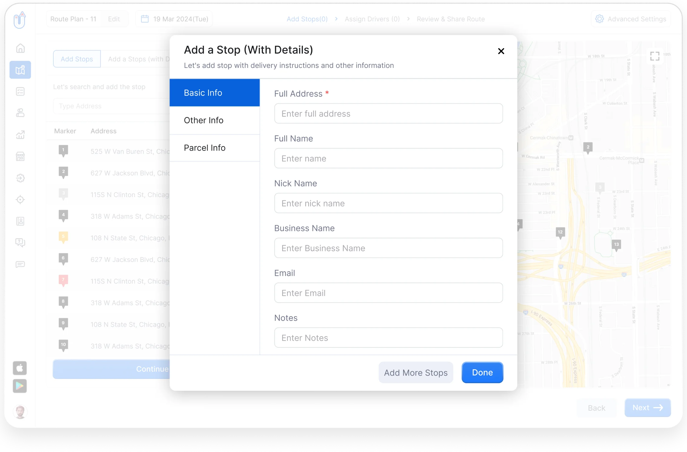 Step 2: Customize stop details