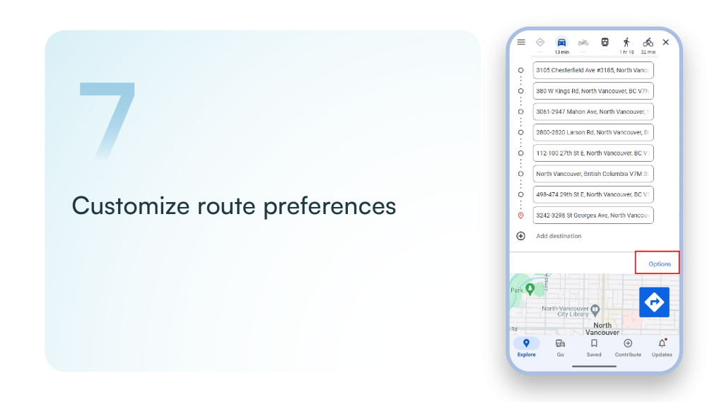 Customize route preferences