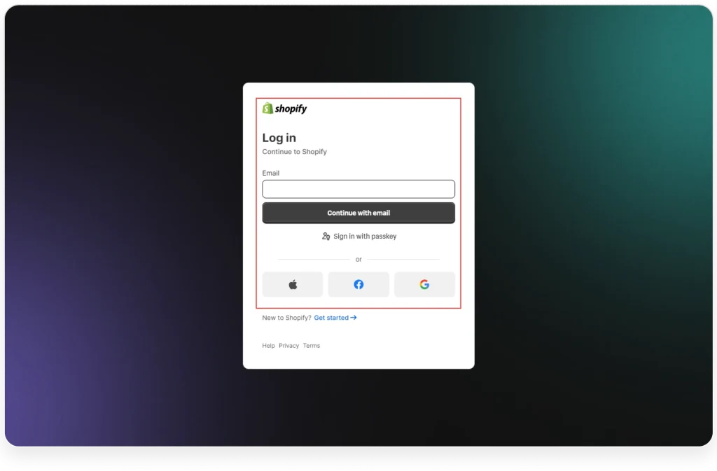 log-in-to-shopify-app-store