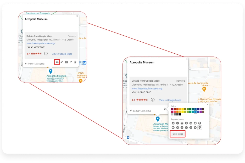 Step 3: Customize pins by changing icons (and colors)