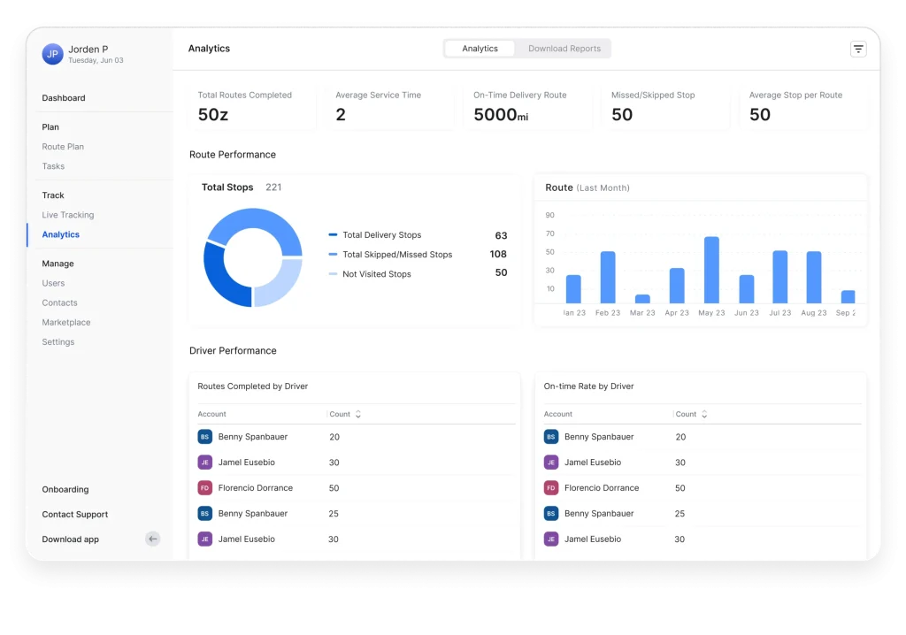 User interface in transportation management software