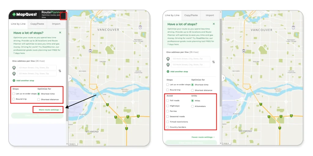 Step 3: Customize your route options