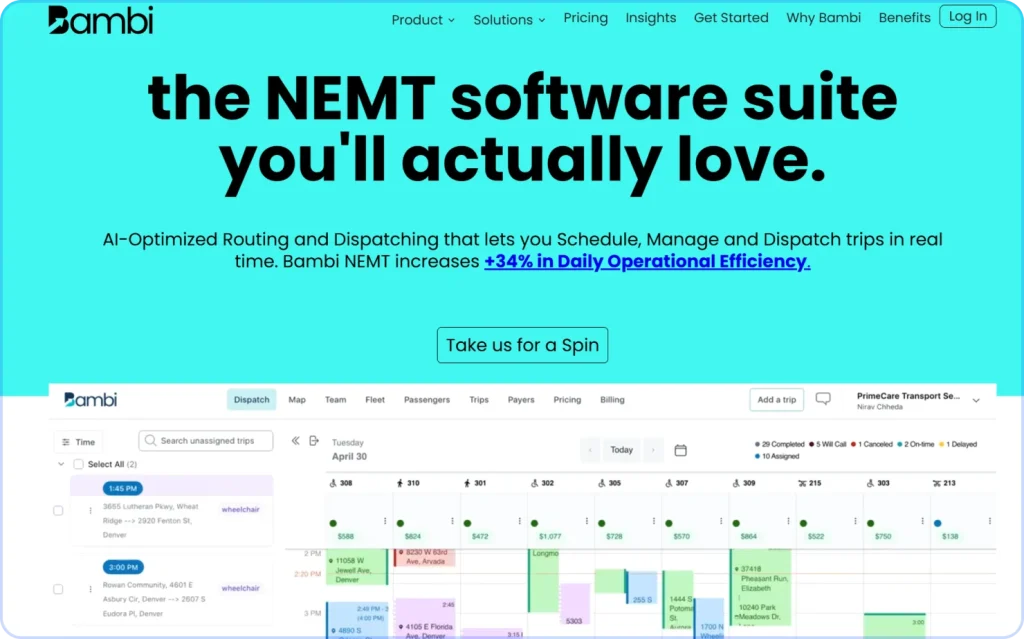 Bambi: Best for real-time dispatching and AI-optimized routing