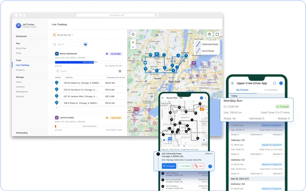 Upper: Best for multi-stop route planning and delivery management