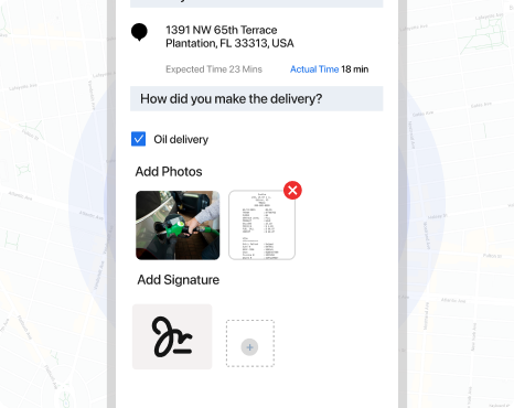 Proof of delivery for gas and oil deliveries